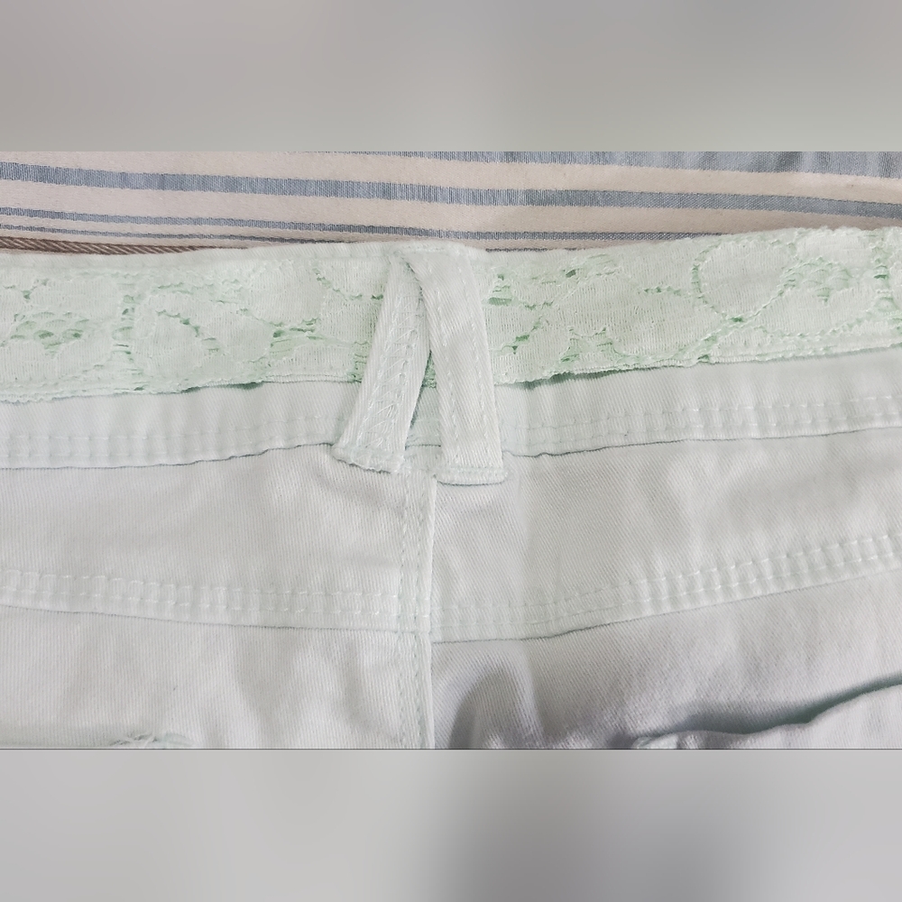 Indigo Rein Light Mint Green Low Rise Short Shorts with Lace Belt - Picture 6 of 11